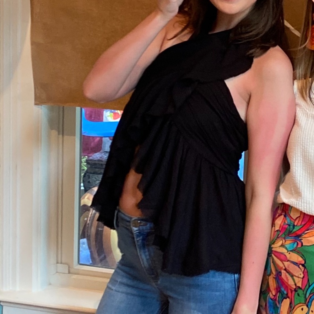 free people black tie cropped top